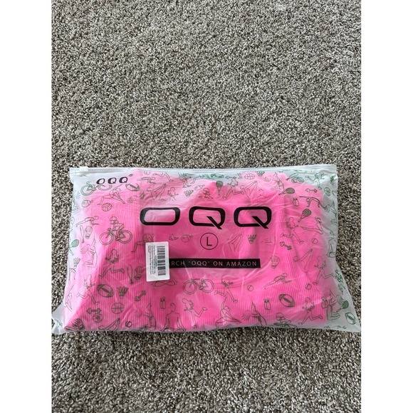 OQQ Ribbed Square Neck Long Sleeve Crop Top Set Activewear‎ Athleisure L - Picture 6 of 7